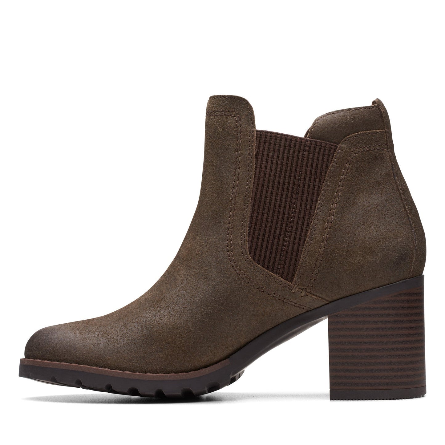Clarks Leda Up 26174963 Womens Green Suede Zipper Ankle & Booties Boots