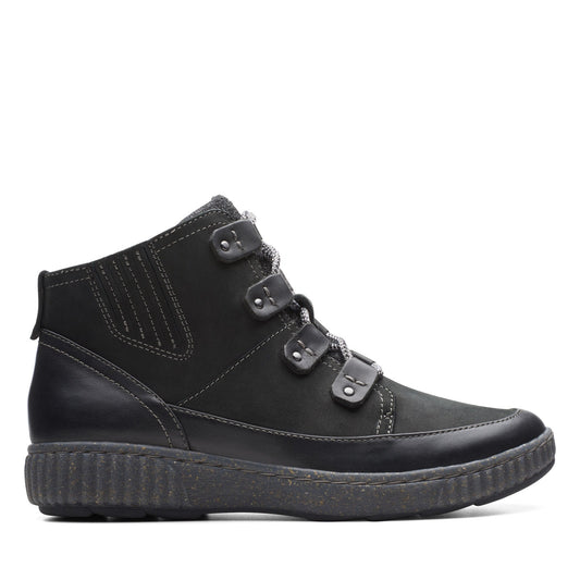 Clarks Magnolia Moon 26174976 Womens Black Nubuck Casual Dress Boots