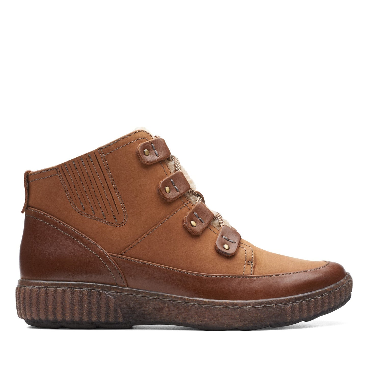 Clarks Magnolia Moon 26174977 Womens Brown Wide Casual Dress Boots