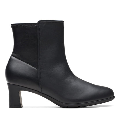 Clarks Neiley Jane 26175177 Womens Black Wide Leather Ankle & Booties Boots