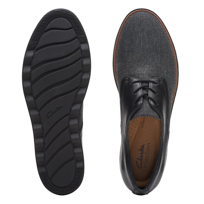 Clarks Sharon Rae 26175417 Womens Black Canvas Lace Up Oxford Flats Shoes