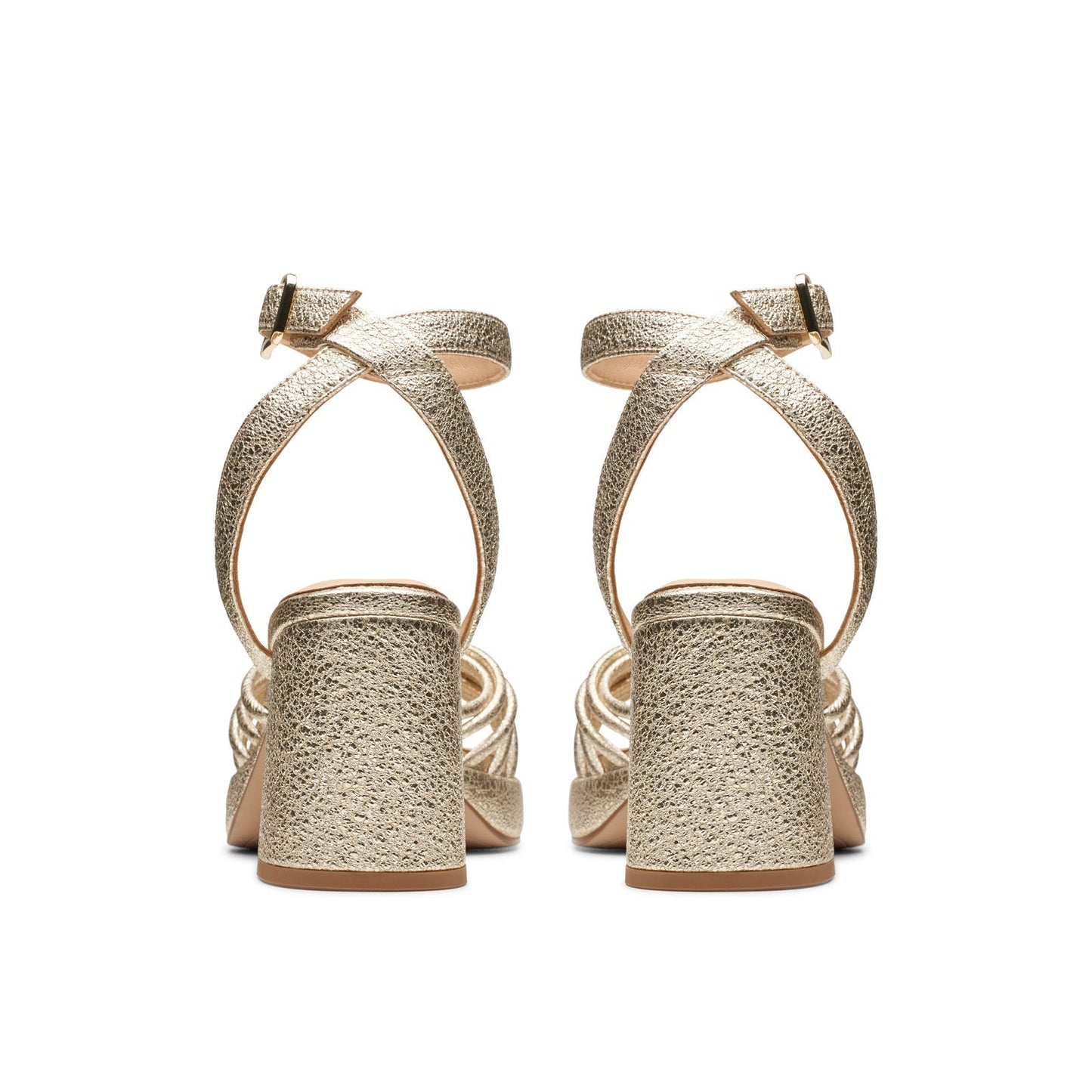 Clarks Ritzy 75 Faye 26176328 Womens Gold Leather Heeled Sandals Shoes