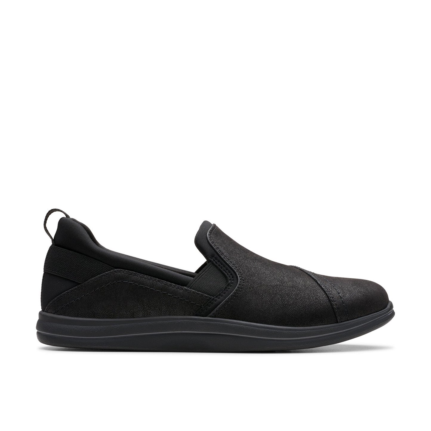 Clarks Breeze Dawn 26179937 Womens Black Wide Canvas Loafer Flats Shoes