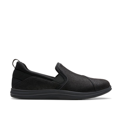 Clarks Breeze Dawn 26179937 Womens Black Canvas Loafer Flats Shoes