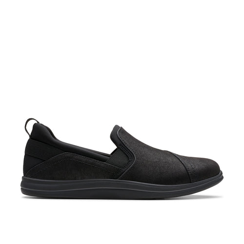 Clarks Breeze Dawn 26179937 Womens Black Canvas Loafer Flats Shoes