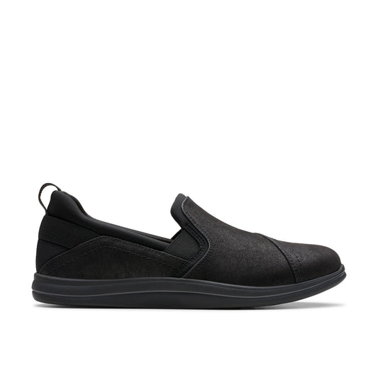 Clarks Breeze Dawn 26179937 Womens Black Canvas Loafer Flats Shoes