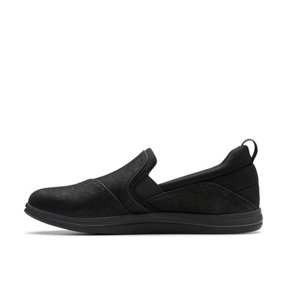 Clarks Breeze Dawn 26179937 Womens Black Wide Canvas Loafer Flats Shoes