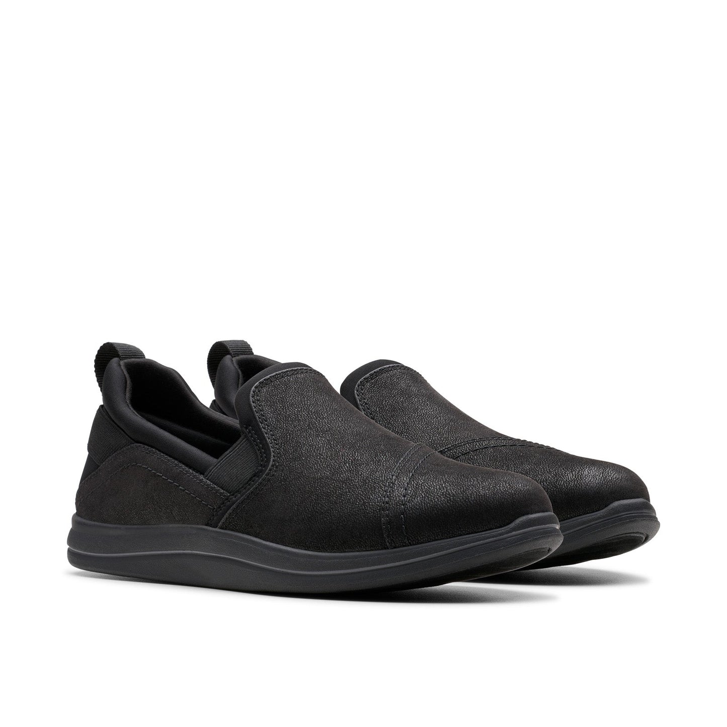 Clarks Breeze Dawn 26179937 Womens Black Wide Canvas Loafer Flats Shoes