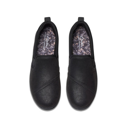 Clarks Breeze Dawn 26179937 Womens Black Canvas Loafer Flats Shoes