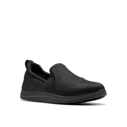 Clarks Breeze Dawn 26179937 Womens Black Canvas Loafer Flats Shoes