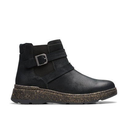 Clarks Noralyn Strap 26180099 Womens Black Wide Suede Casual Dress Boots