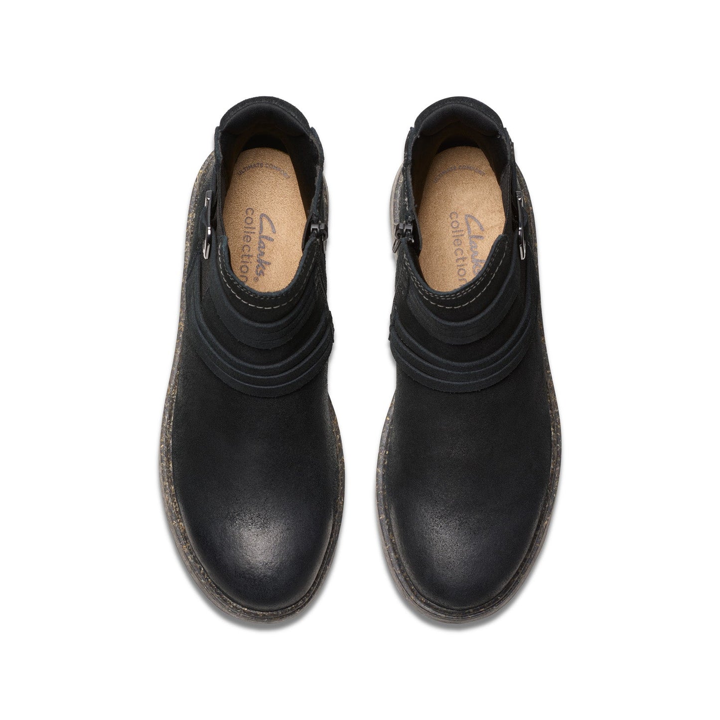 Clarks Noralyn Strap 26180099 Womens Black Wide Suede Casual Dress Boots