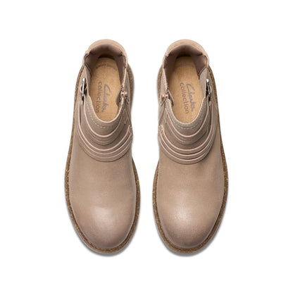 Clarks Noralyn Strap 26180100 Womens Beige Wide Suede Casual Dress Boots