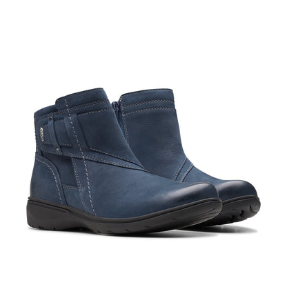 Clarks Carleigh Style 26180601 Womens Blue Wide Nubuck Casual Dress Boots