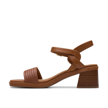 Clarks Jaylan Ray 26181661 Womens Brown Leather Strap Heels Shoes