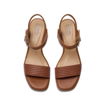 Clarks Jaylan Ray 26181661 Womens Brown Leather Strap Heels Shoes