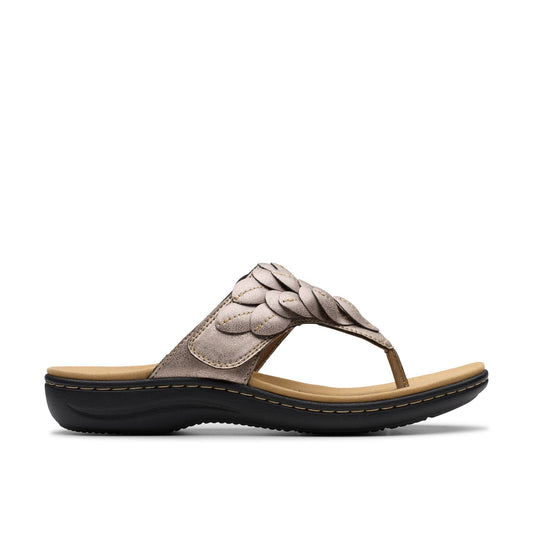 Clarks Laurieann Palm 26181707 Womens Brown Leather Flip-Flops Sandals Shoes