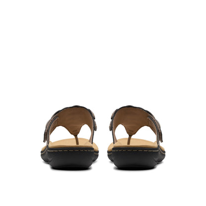 Clarks Laurieann Palm 26181707 Womens Brown Leather Flip-Flops Sandals Shoes
