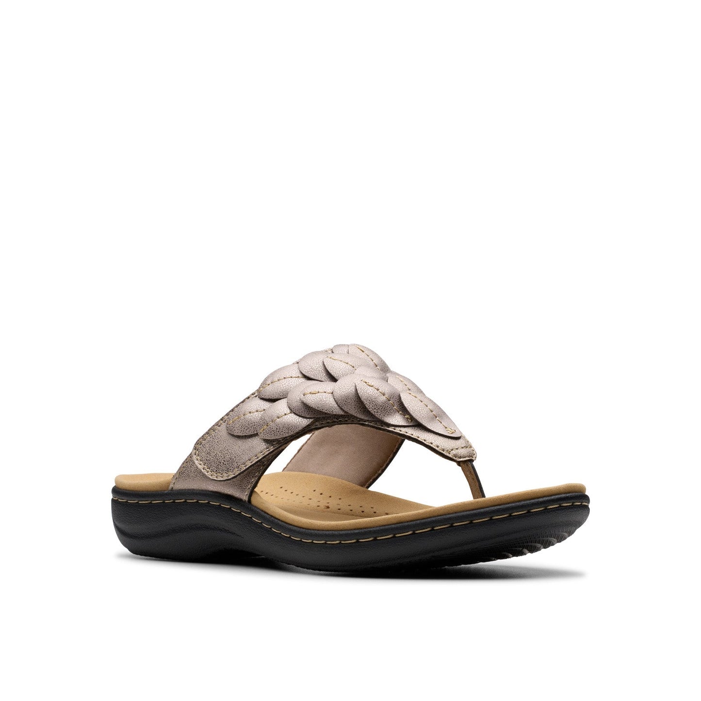 Clarks Laurieann Palm 26181707 Womens Brown Leather Flip-Flops Sandals Shoes