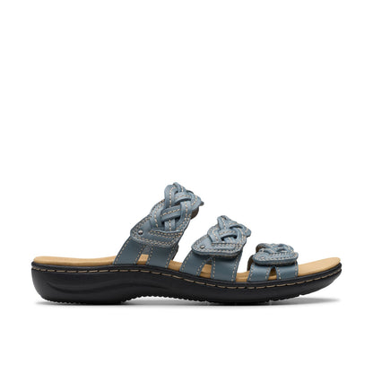 Clarks Laurieann Rio 26181908 Womens Blue Leather Flip-Flops Sandals Shoes