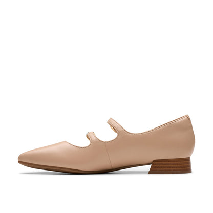 Clarks Natalyn Lane 26181928 Womens Beige Leather Mary Jane Flats Shoes
