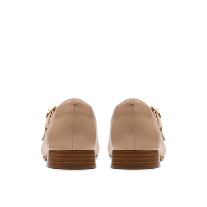 Clarks Natalyn Lane 26181928 Womens Beige Leather Mary Jane Flats Shoes