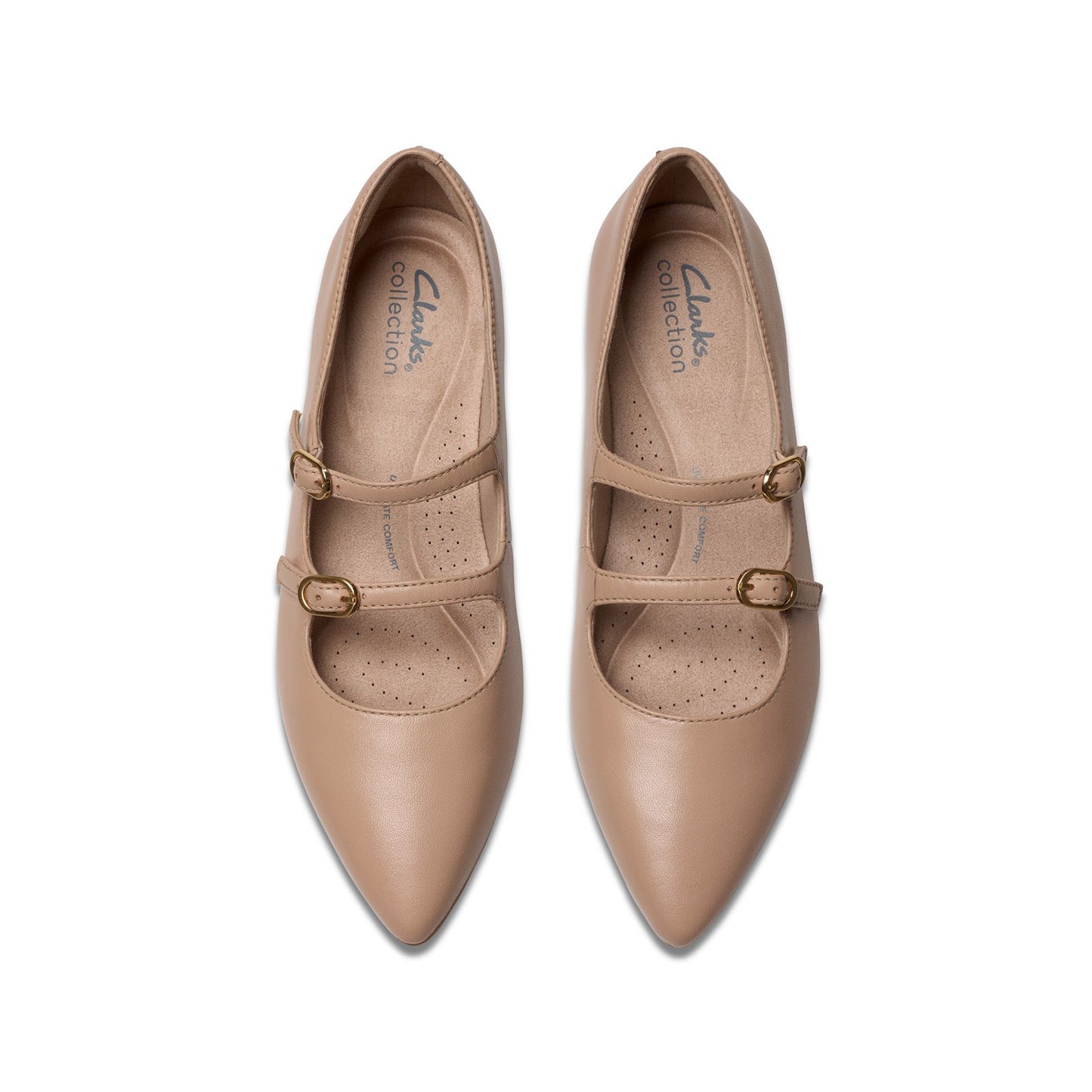 Clarks Natalyn Lane 26181928 Womens Beige Leather Mary Jane Flats Shoes