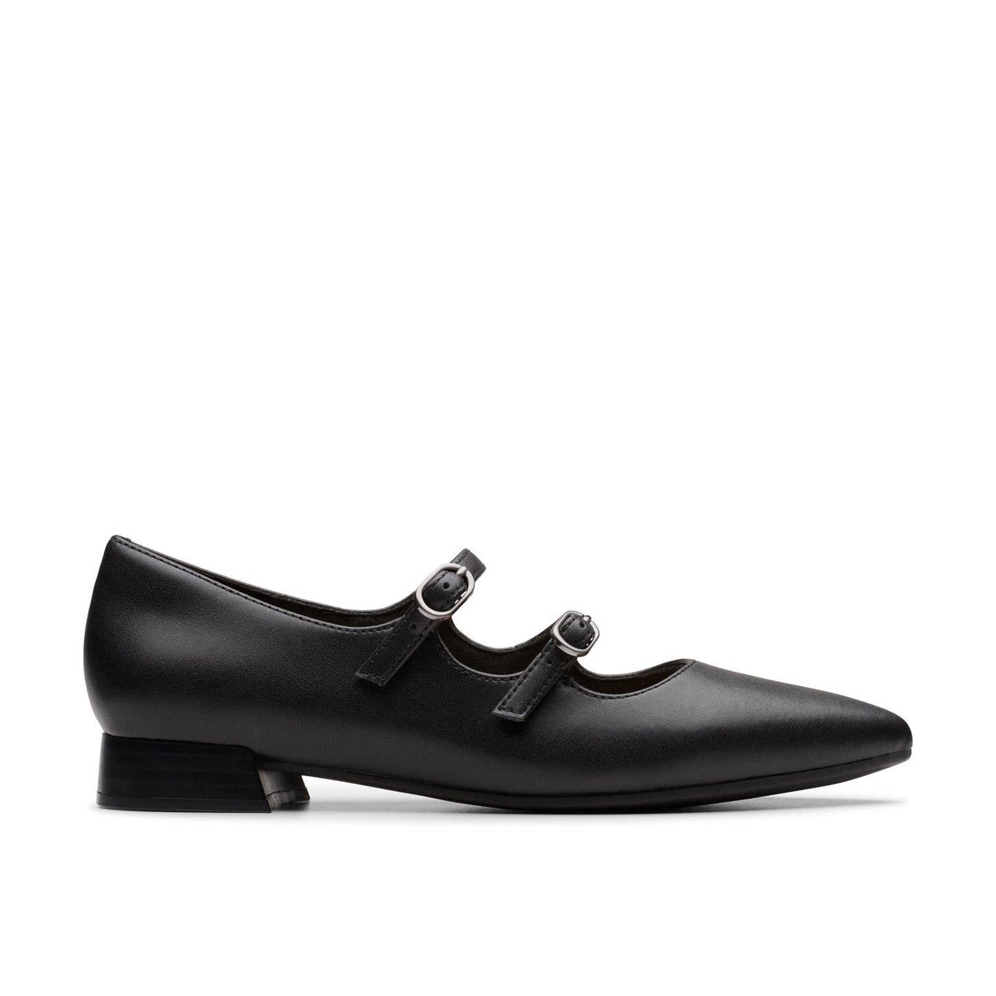 Clarks Natalyn Lane 26181929 Womens Black Wide Leather Mary Jane Flats Shoes