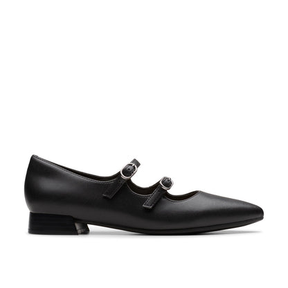 Clarks Natalyn Lane 26181929 Womens Black Wide Leather Mary Jane Flats Shoes