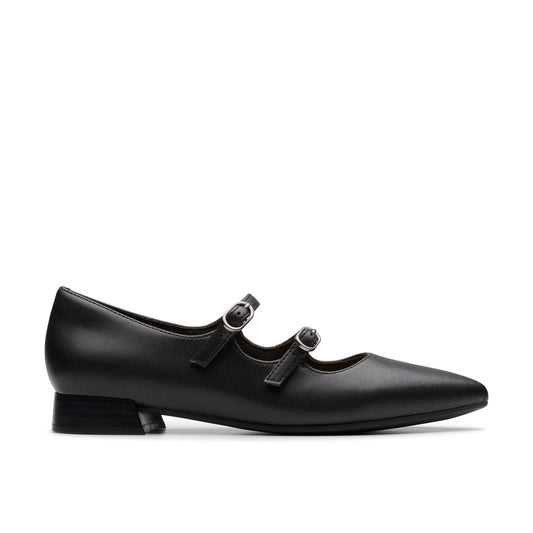 Clarks Natalyn Lane 26181929 Womens Black Wide Leather Mary Jane Flats Shoes