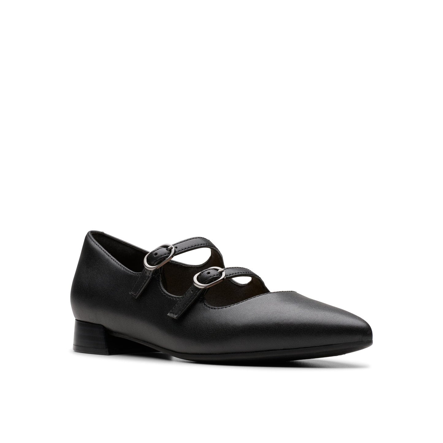 Clarks Natalyn Lane 26181929 Womens Black Wide Leather Mary Jane Flats Shoes