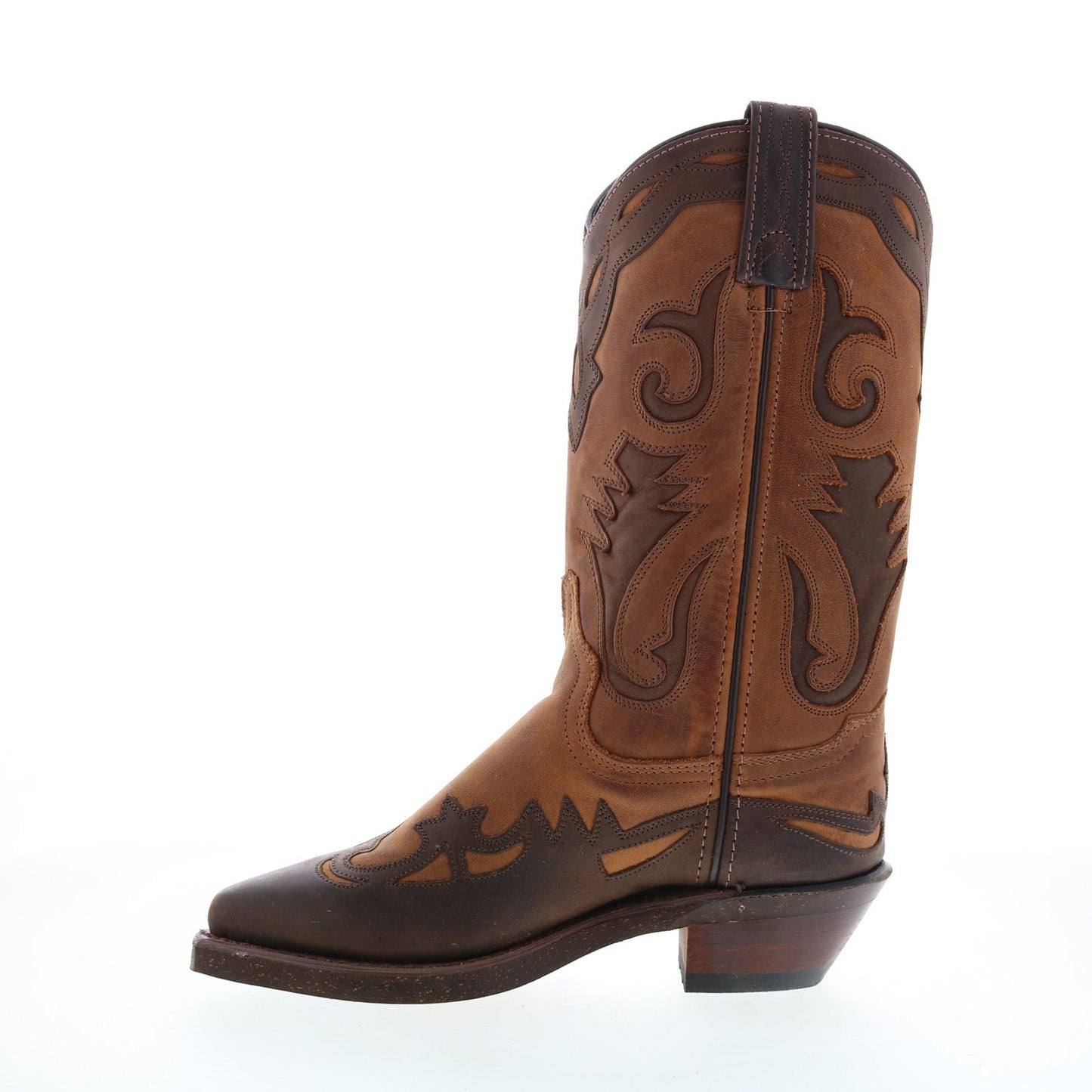 Sage 4561 Womens Brown Leather Slip On Cowboy Western Boots