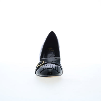 Isola Tara 6229311 Womens Black Leather Slip On Heels Pumps Shoes