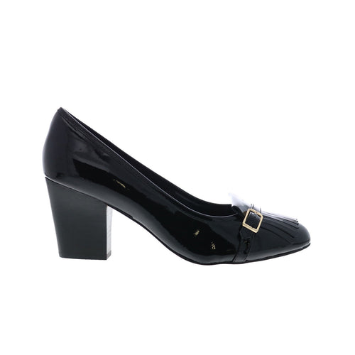 Isola Tara 6229311 Womens Black Leather Slip On Heels Pumps Shoes