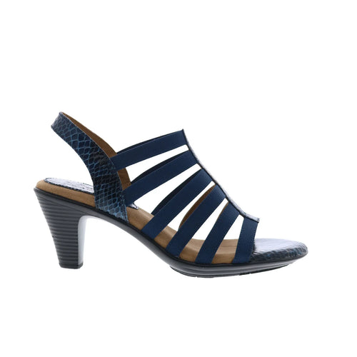 Softspots Naples 7337857 Womens Blue Nubuck Slip On Heeled Sandals Shoes