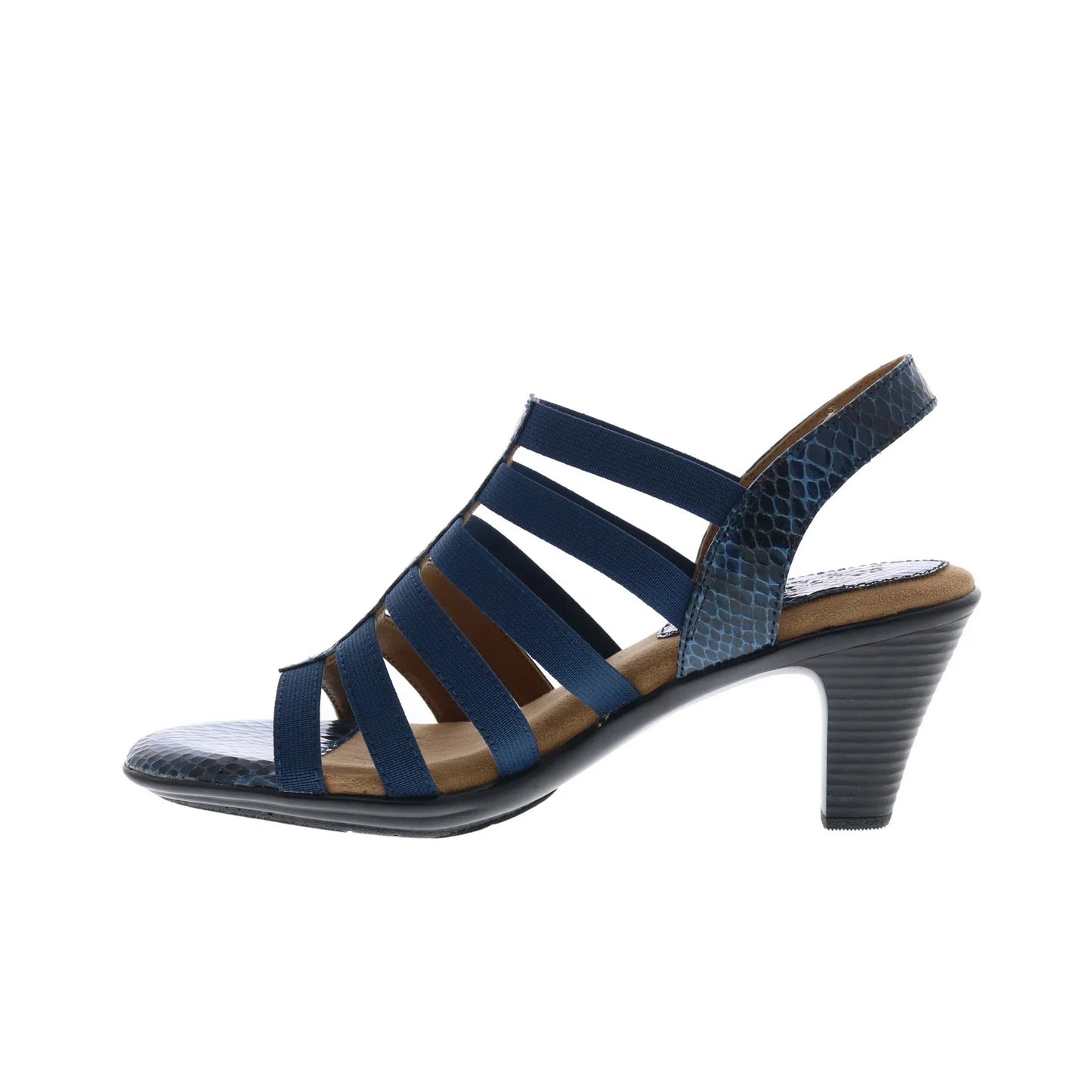 Softspots Naples 7337857 Womens Blue Nubuck Slip On Heeled Sandals Shoes