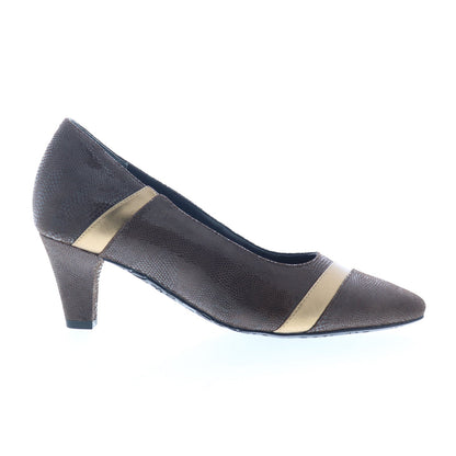 Ros Hommerson Kiwi 75070-65 Womens Brown Wide Leather Pumps Heels Shoes