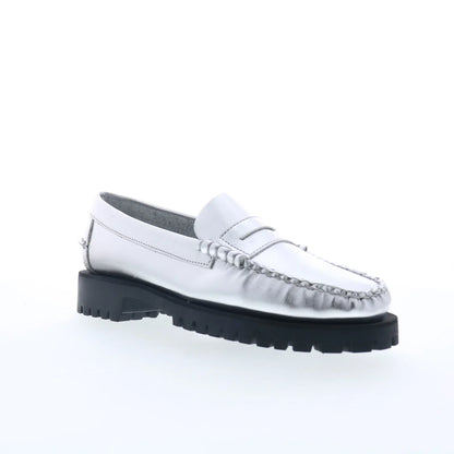 Sebago Dan Met Lug 761127W-988 Womens Silver Loafers & Slip Ons Penny Shoes
