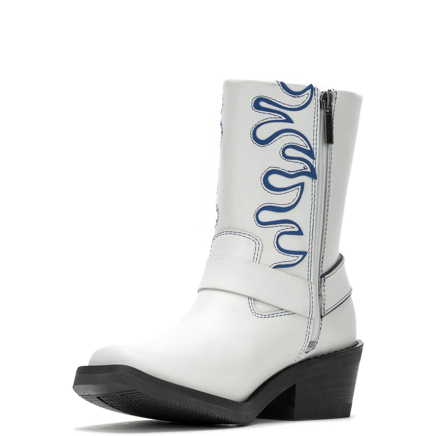 Harley-Davidson Korsen Flame D87293 Womens White Leather Motorcycle Boots
