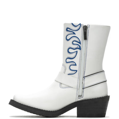Harley-Davidson Korsen Flame D87293 Womens White Leather Motorcycle Boots