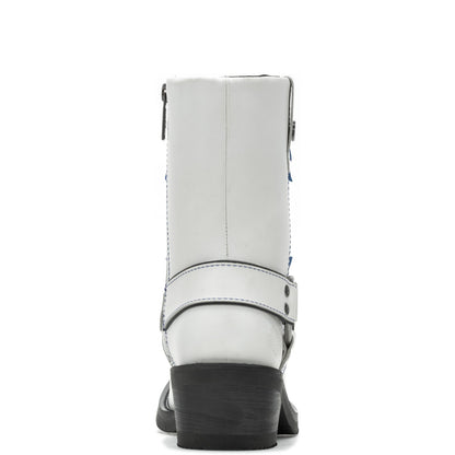 Harley-Davidson Korsen Flame D87293 Womens White Leather Motorcycle Boots