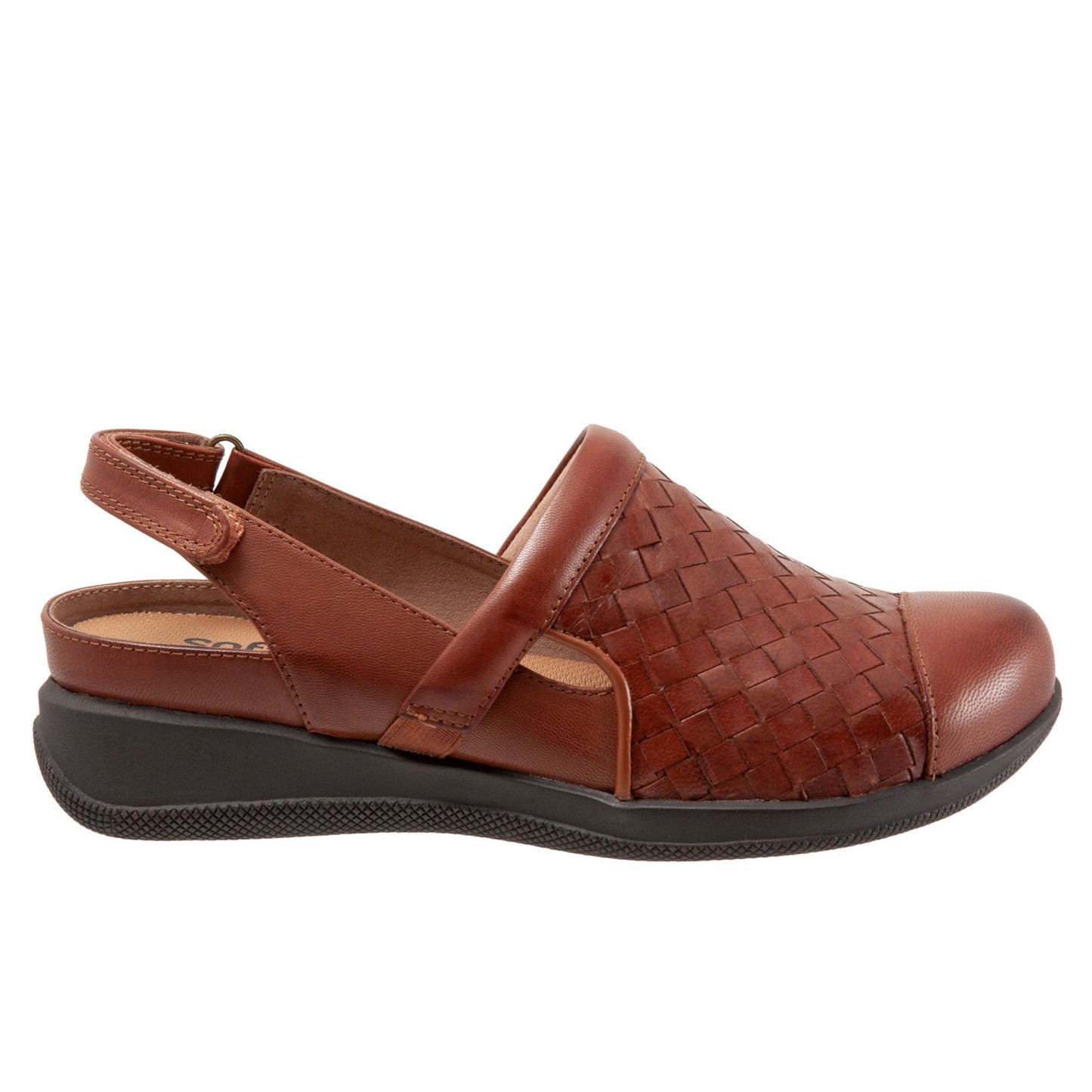 Softwalk Salina Woven S1365-245 Womens Brown Leather Strap Clog Flats Shoes