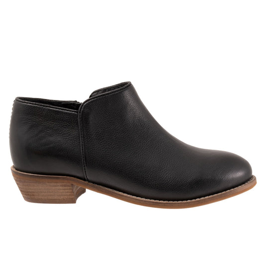 Softwalk Rocklin S1457-001 Womens Black Leather Zipper Ankle & Booties Boots