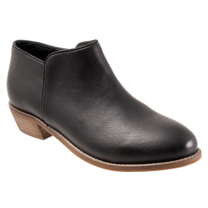 Softwalk Rocklin S1457-001 Womens Black Leather Zipper Ankle & Booties Boots