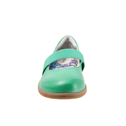 Softwalk High Point S1466-338 Womens Green Narrow Mary Jane Flats Shoes