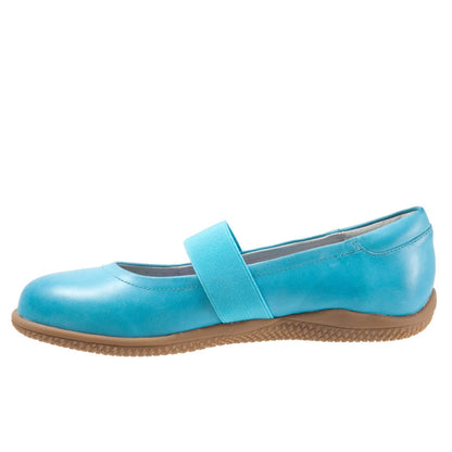 Softwalk High Point S1466-436 Womens Blue Leather Mary Jane Flats Shoes