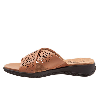 Softwalk Tillman S1502-267 Womens Brown Narrow Leather Slides Sandals Shoes