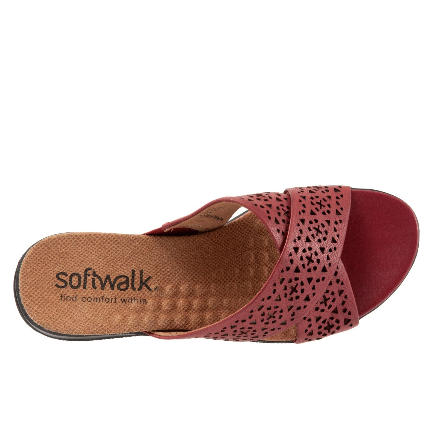 Softwalk Tillman S1502-617 Womens Red Leather Slip On Slides Sandals Shoes