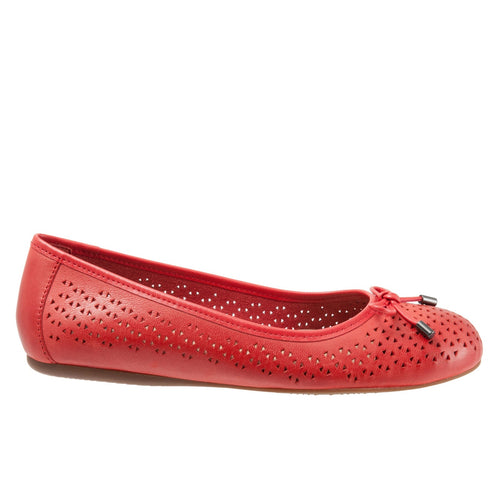 Softwalk Napa Laser S1806-600 Womens Red Leather Slip On Ballet Flats Shoes