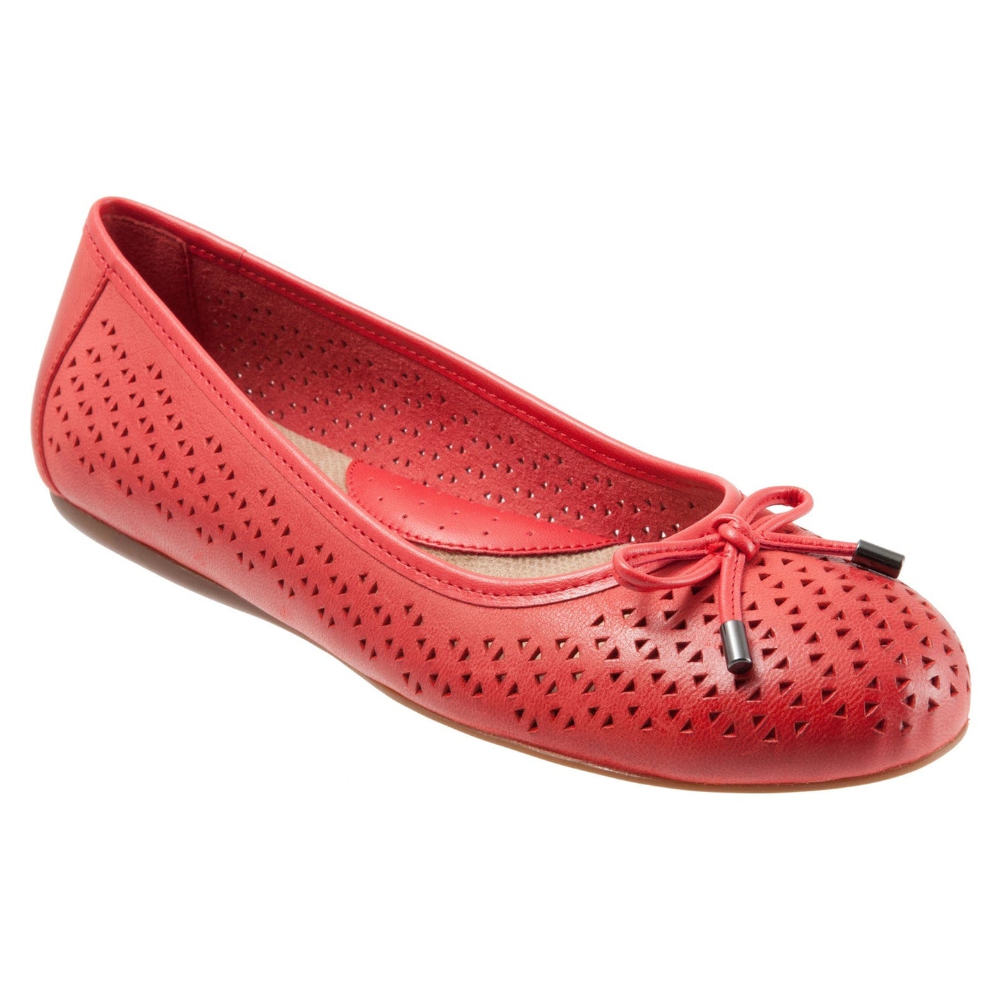Softwalk Napa Laser S1806-600 Womens Red Leather Slip On Ballet Flats Shoes
